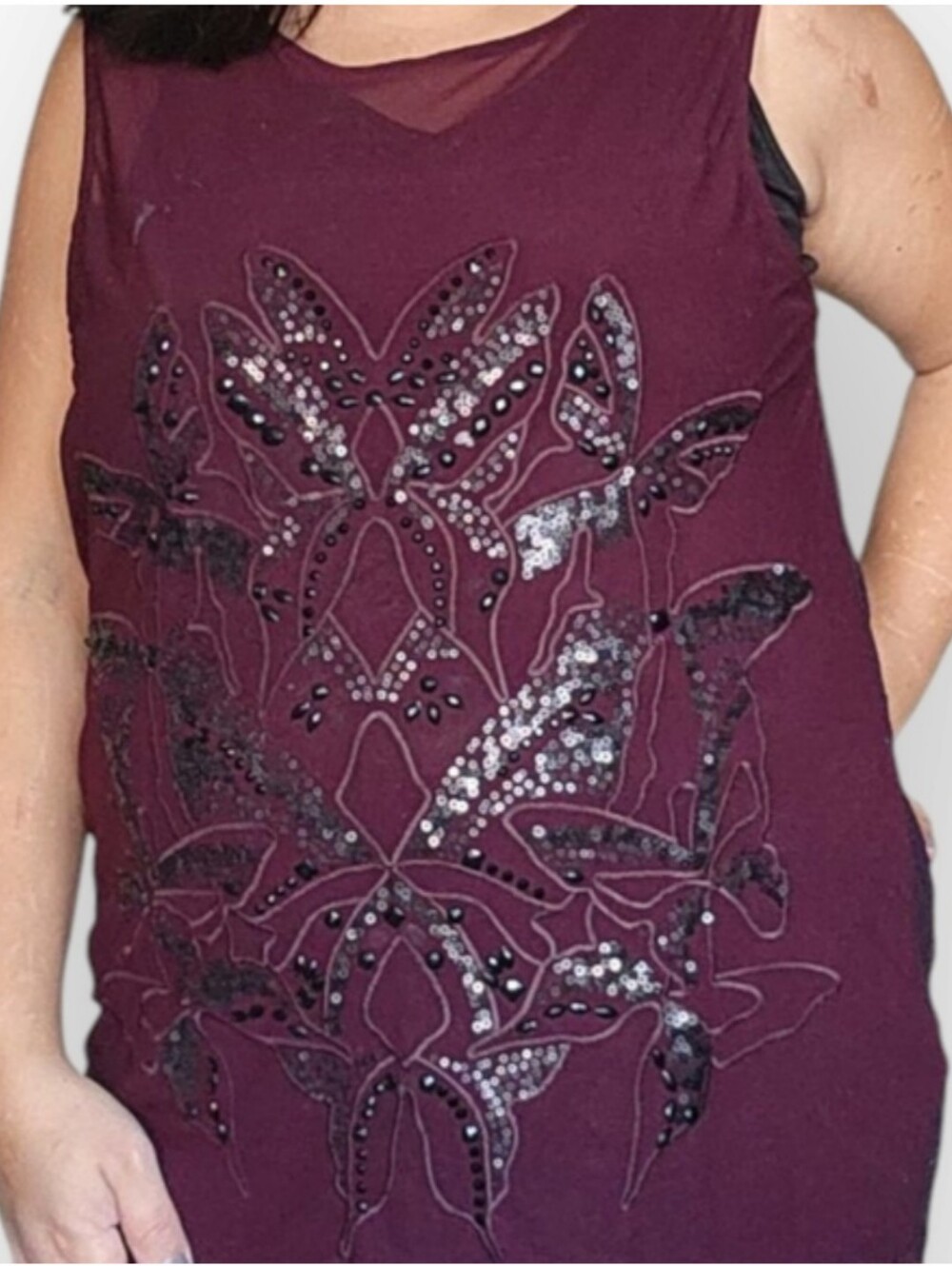 Reitmans Womens Embellished Sleeveless Top in Deep Purple - Picture 7 of 7